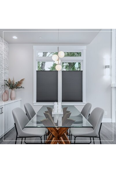 evmia home Antrasit Plise Perde Katlabilir Cam Balkon Plise Perdesi Salon Perdesi Mutfak Perdesi Ofis Perdesi