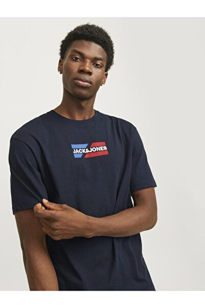 Jack & Jones Men's Blue2 Jjcorp Graphic Tee Ss O-Neck Ln T-Shirt 12268415-Skycaptai