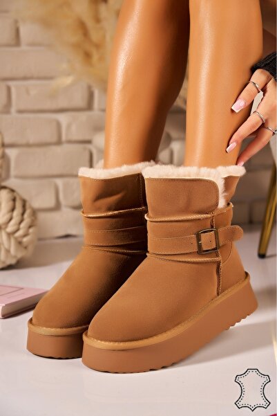 Joana Κομψές Γυναικείες Καφέ Σουέτ Μπότες - Τακούνι 8εκ.