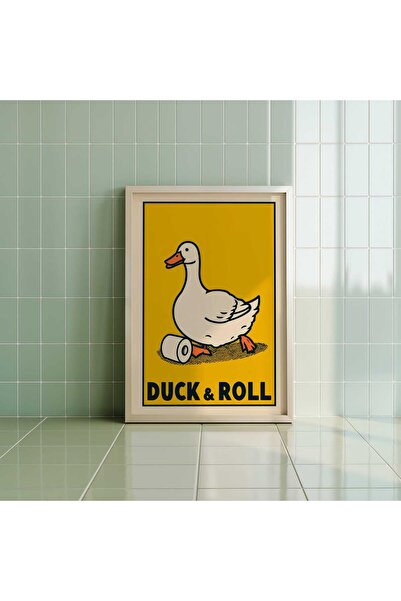 NinaStore Komik Ördek Banyo Posteri: Retro Tuvalet Mizah Sanatı ( & )