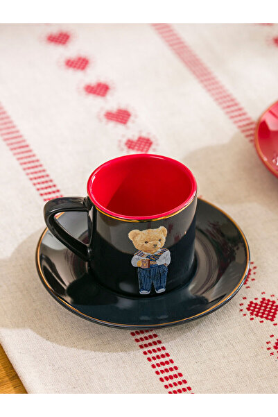 LC Waikiki Lcw Home Bear Teddy Printed Porcelain Coffee Cup Set for 2 Persons 110 ml (W5)