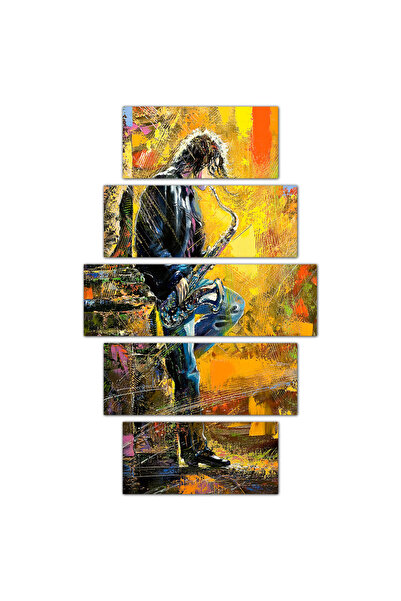 Generic Wall panel - Young man playing the trumpet - 915 - divided into five graduated pieces - 1