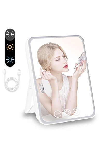 Generic Portable Vanity Mirror with Adjustable LED Lights, Foldable Rechargea...