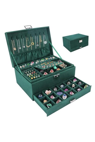 Generic Brand Jewelry Box Organizer for Women Girls, 3-Layer Jewelry Organize...