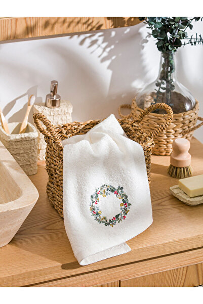 LC Waikiki Özmarka Yeni Sezon Kokina Nakışlı Pamuklu Yüz Havlusu 50x80 cm