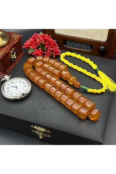 Sabır Taneleri Osmanlı Model Sıkma Kehribar,Koleksiyonluk Kesme Tesbih