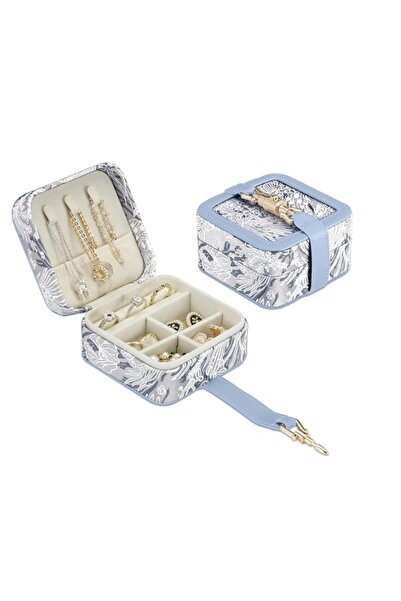 Generic Brand Portable Travel Jewelry Box, Small Portable Jacquard Fabric Org...