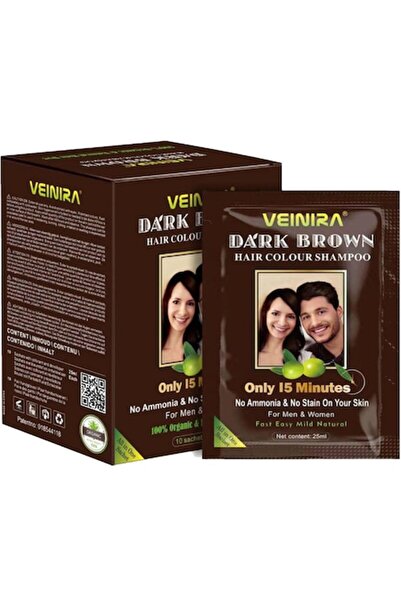 VEINIRA ammonia-free coloring shampoo, dark brown, instant, 10 x 25ml