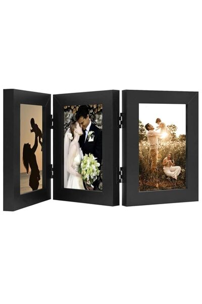 Generic Brand Golden State Art, 4x6 Three Picture Frame Trifold Hinged Photo ...