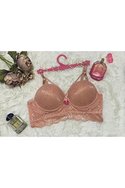 ECEM YILDIZ ÇAPRAZ ASKILI DANTELLİ DOLGUSUZ BALENLİ BRALET SÜTYEN