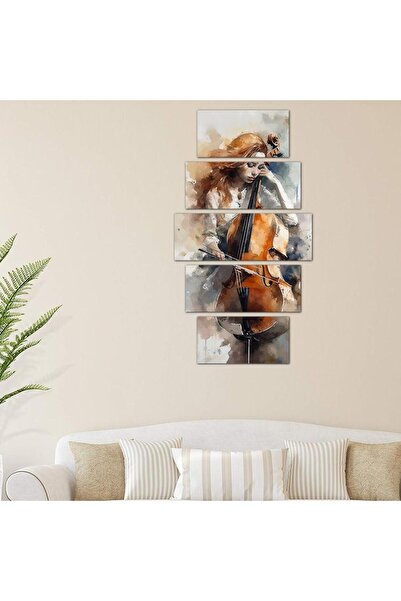Generic Wall panel of a woman playing the violin - 24152 - divided into five graduated pieces - 1