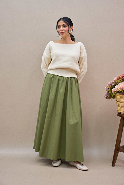 KÜÇÜĞÜM BUTİK Haki Yeşil Balon Etek ve Kız Çocuk Elbise Anne-Kız Kombini (TEKLİ SATILMAKTADIR)