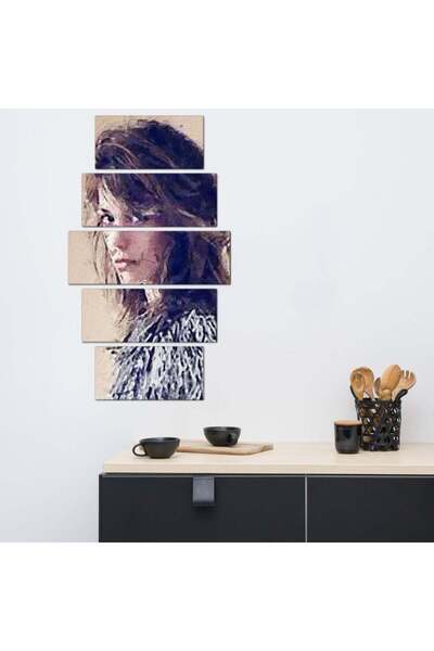 Generic Wall panel - Woman artwork - 30024 - divided into five graduated pieces - 1