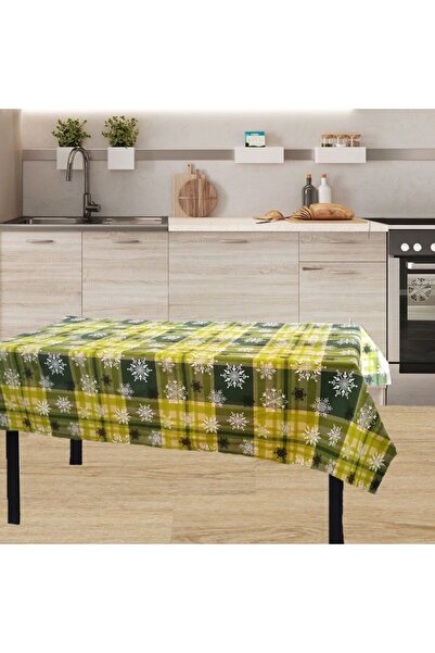 Kotonia Home Snow tablecloth - 160x160 cm, 100% cotton, green with Christmas ...