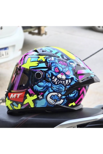 MT Helmets Braker Sv Crazy Teddy kask(+1 şeffaf vizör)