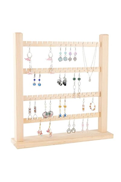 Generic FINGERINSPIRE 4-Tier Wooden Earring Display Organizer Holder （60 Slot...
