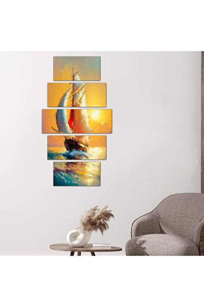 Generic Ship at Sunset Wall Panel - 24150 - Divided into five graduated pieces - 1