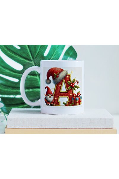 Beramussa كوب على شكل حرف A مع شخصية سانتا كلوز القزم - تصميم أبجدي متوهج بطا...