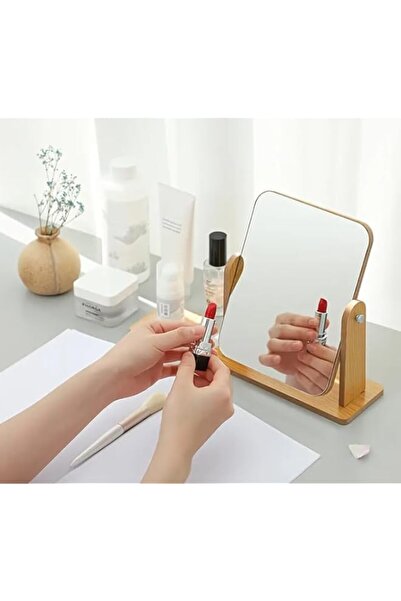 Generic Wooden small tabel Mirror with Stand, Adjustable Tabletop Makeup Mirr...