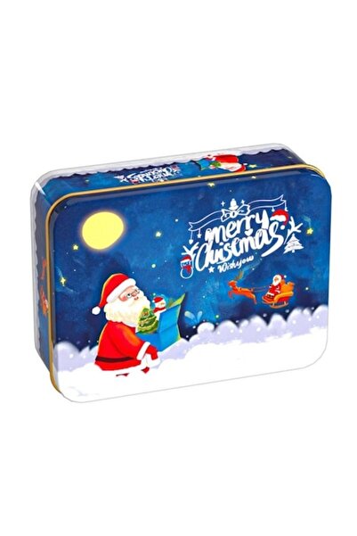 OEM Cutie decorativă de Crăciun, metalică, ideală pentru bomboane, dulciuri sau decorațiuni, 12,5 x 9 x 4 cm, albastră