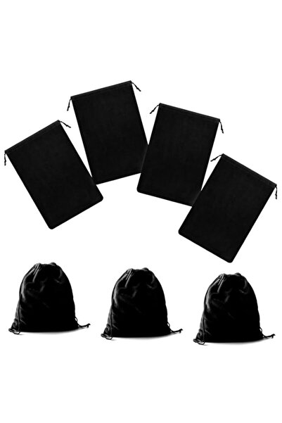 Generic مجموعة من 4 حقائب تخزين فضية من كيديك، مصنوعة من قماش أسود مضاد للتشويه، لحفظ المجوهرات والأدوات الفضية