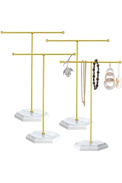 Generic Bucherry 4 Sets T-bar Necklace Holder Jewelry Stand T-bar Plated Meta...