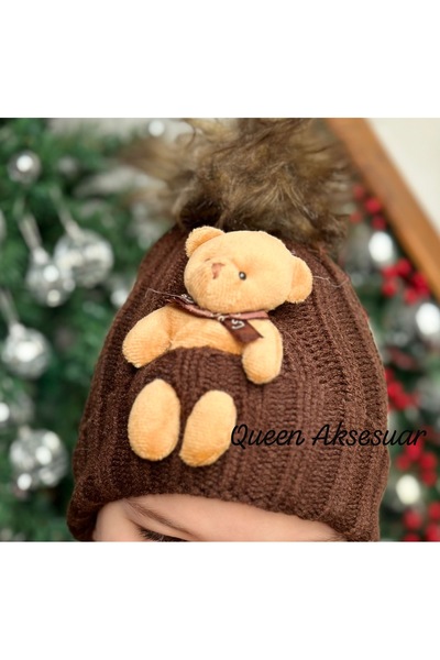 QUEEN AKSESUAR Παιχνίδι αρκουδάκι με βελούδινο φτερό με πομπόν, φανταχτερό κα...