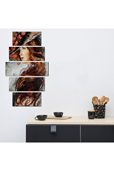 Generic Wall panel - Woman in classical clothing and hat - 30000 - divided into five graduated pieces - 1