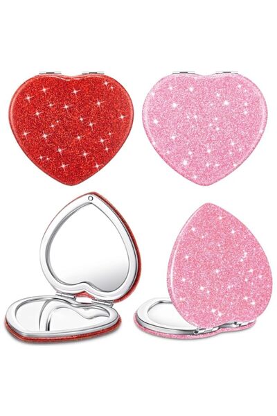 Generic 4 Pcs Heart Compact Folding Mirror, Mini Vanity Mirror, Double Sided ...