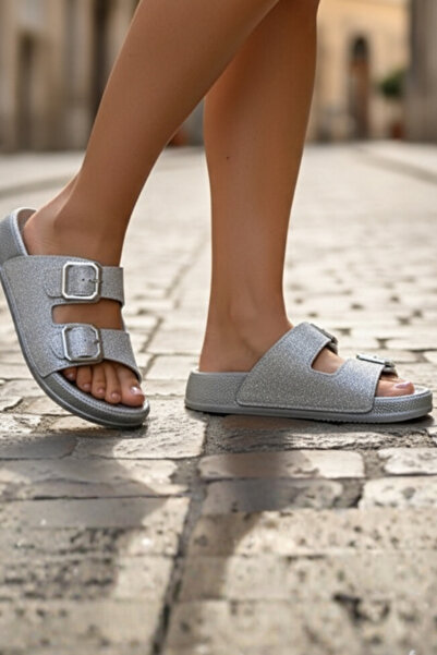 Ekonomik Ayakkabı Pienn Metallic Double Buckle Slippers for Women – Comfortab...