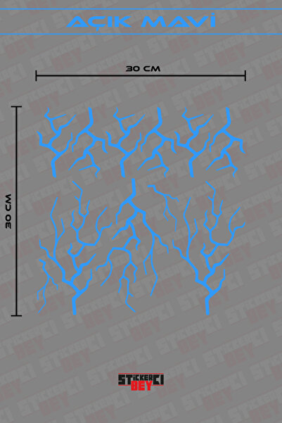 STİCKERCI BEY Lightning Bolt Sticker 30 X 30 cm Foil Cut Universal Pattern Ov...