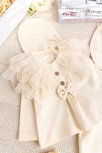 Babymod Laced Bow Cotton 5-Piece Baby Girl Hospital Release Baby Set
