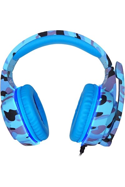Datazone Gaming Over-Ear Headset with LED, 3.5mm Jack and Mic Mute Switch (Blue)