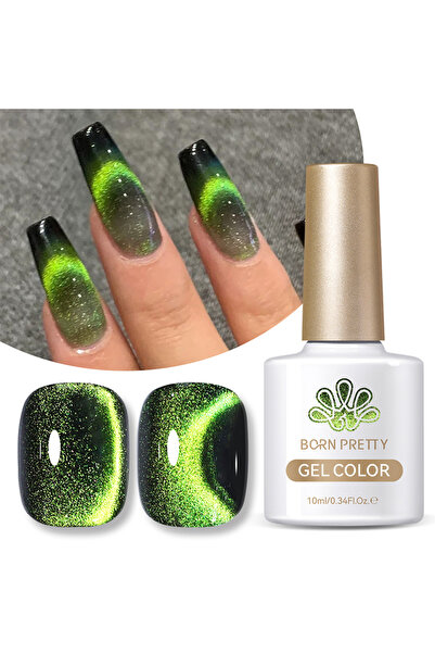 Born Pretty 9D Cat Magnetic Gel Wormhole/Kozmik Yeşil Parıltılı Kedi Gözü Kal...