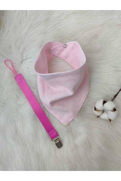 3Baby Set of 2 / 1 Pacifier Strap, 1 Organic Cotton Scarf (Pink)