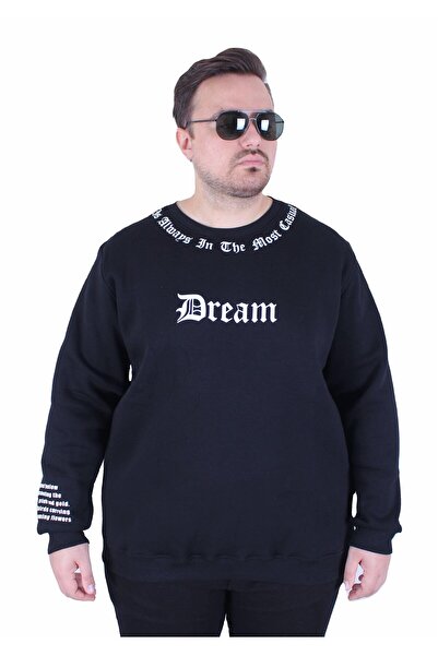 MocGrande Μεγάλο μέγεθος Crew Neck 3ip Sweat Dream 25715 ΜΑΥΡΟ