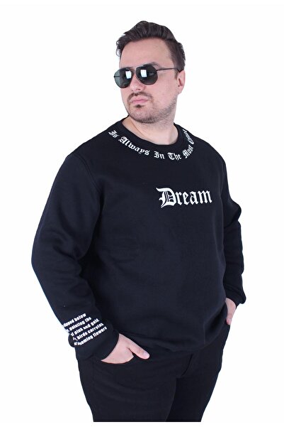 MocGrande Μεγάλο μέγεθος Crew Neck 3ip Sweat Dream 25715 ΜΑΥΡΟ