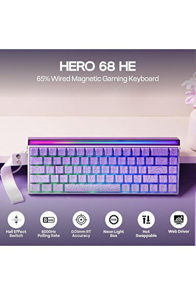 Epomaker Aula Hero68 HE Wired Magnetic Gaming Keyboard (Purple)