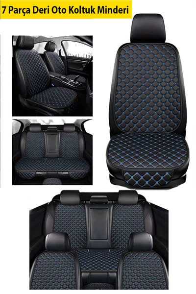 PolMas Fiat / Tofaş TempraHer Araca Uyumlu SIRTLIKLI 7 Parça MAVİ Deri Koltuk...