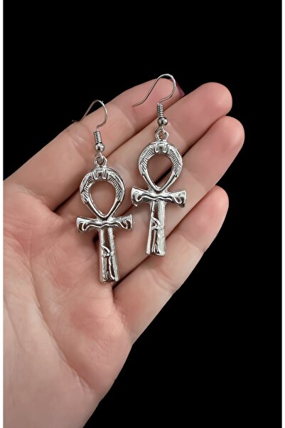 DarkellaStore أقراط متدلية على شكل رمز أنخ القوطي - نموذج مفتاح الحياة المصري، إكسسوار أقراط عتيق