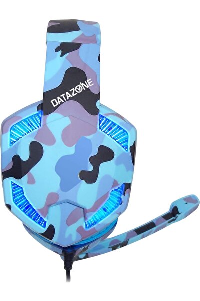 Datazone Gaming Over-Ear Headset with LED, 3.5mm Jack and Mic Mute Switch (Blue)