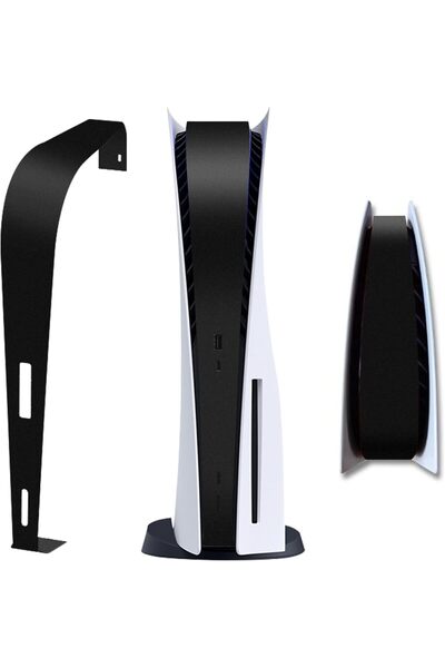 Other ملصق مركزي لجهاز PS5 - شريط وسطي مدمج لإصدار القرص، مقاوم للخدش (أسود)