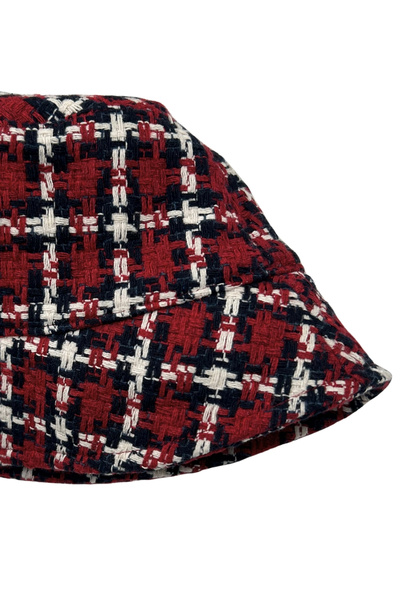 Sofist İstanbul قبعة دلو سميكة ذات ملمس ناعم للجنسين باللونين الأحمر والأبيض،...
