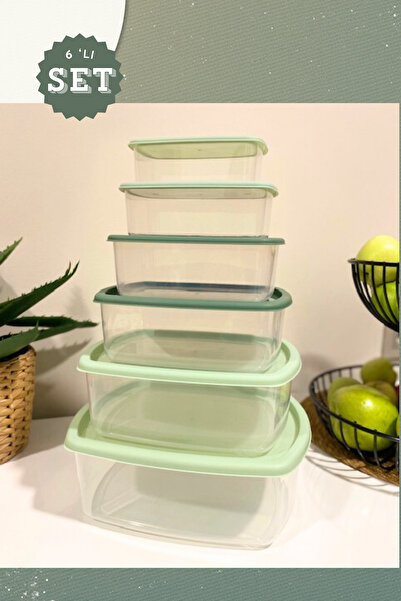 ViZKA 6-Piece Rectangular Airtight Storage Container Set, Closet Organizer / Green