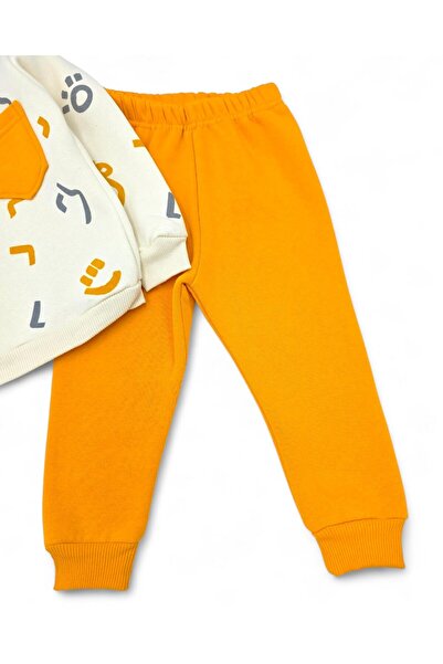 voyyo kids baby Baby Boy 6-9-12-18-24 Months Winter 3 Thread Embroidered Printed Top and Bottom Stylish Tracksuit Set R2275