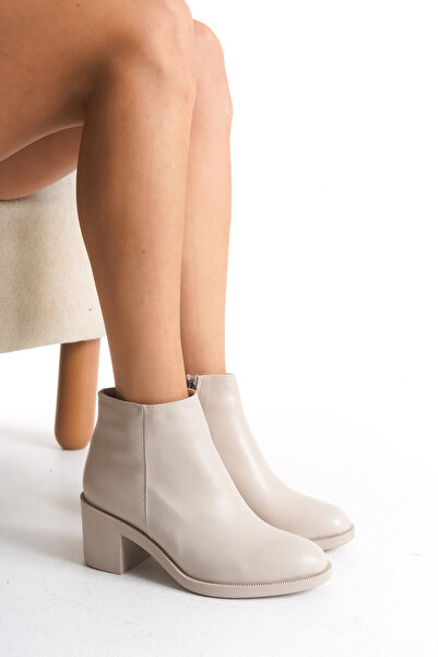 YADE MODA Cizme de damă din piele cu toc gros