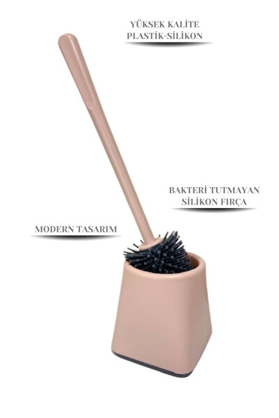 ViZKA Silicone Toilet Brush Wc Toilet Bathroom Brush Set, Square / Powder