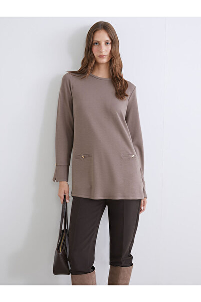 LC Waikiki Kahverengi Bisiklet Yaka Kadın Tunik