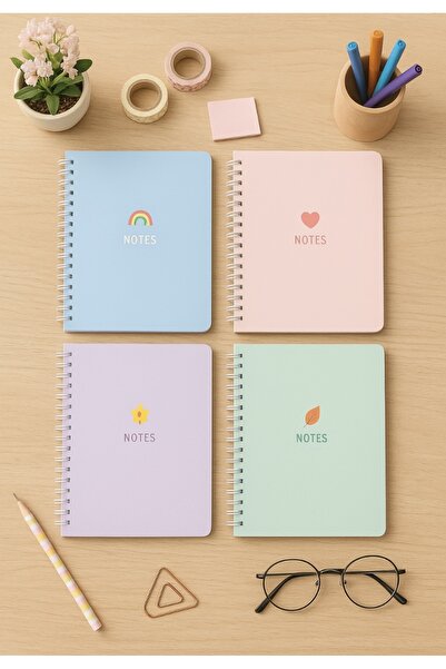 Panda A5 Spiral School Notebook 80 Sheets Set of 4 - Lined