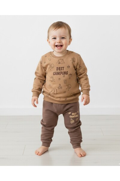 Ege Bebek Baby Boy 6-9-12-18-24 Months Winter 3-Piece Printed Stylish Tracksuit Set